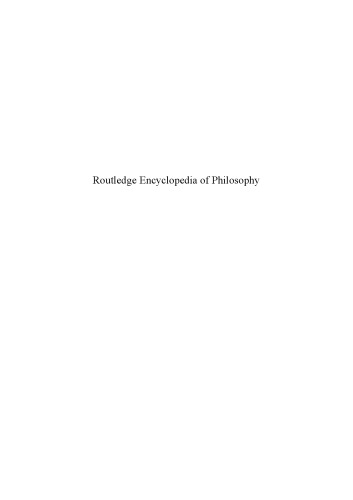 Routledge Encyclopedia of Philosophy (10 Volume Set)
