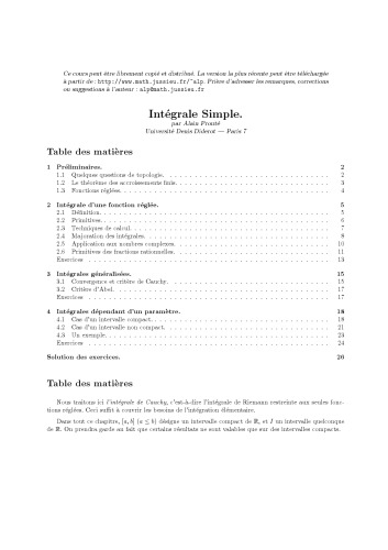 L’Intégrale Simple