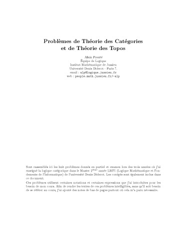 Problèmes de théorie des catégories et de théorie des topos