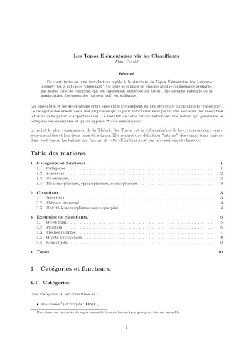 Les Topos Elémentaires via les Classifiants