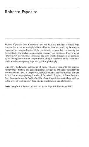 Roberto Esposito: Law, Community and the Political