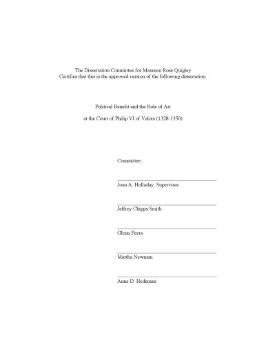 Political benefit and the role of art at the court of Philip VI of Valois (1328-1350)