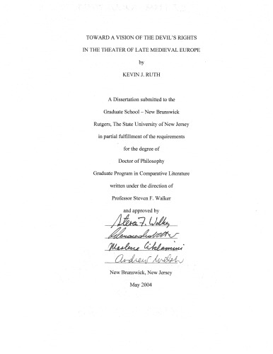 Toward a vision of the Devil’s rights in the theater of late medieval Europe