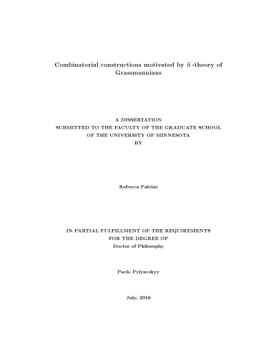Combinatorial constructions motivated by K-theory of Grassmannians