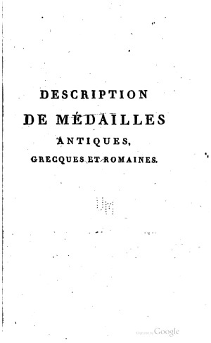 Description de Medailles antiques grecques et romaines. Suppl.