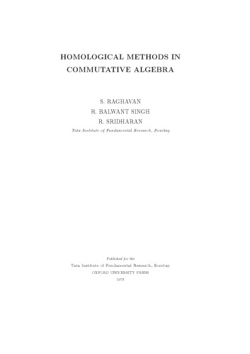 Homological methods in commutative algebra
