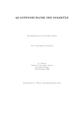 QUANTENMECHANIK DER MOLEKÜLE