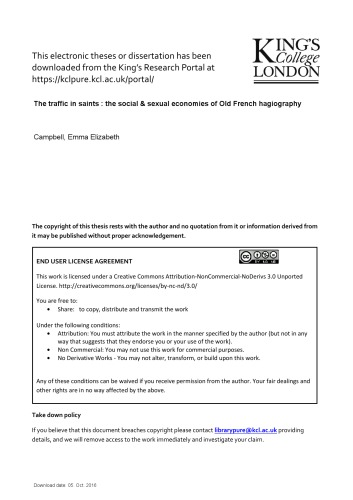 The traffic in saints : the social and sexual economies of Old French hagiography