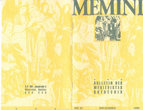 Memini : bulletin des médiévistes québécois