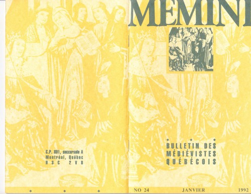 Memini : bulletin des médiévistes québécois