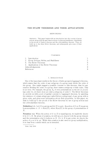The Sylow theorems and their applications