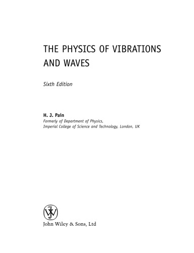 The Physics of Vibrations and Waves