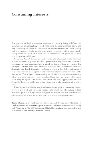 Consuming Interests: The Social Provision of Foods