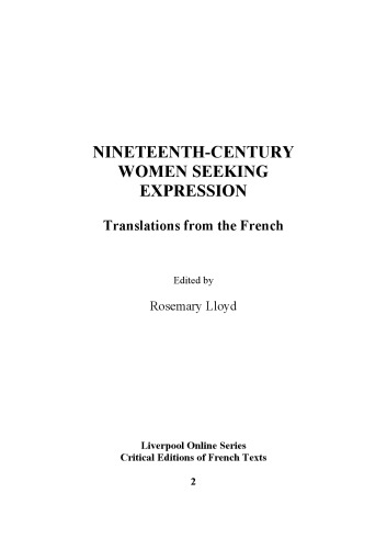 Nineteenth-century women seeking expression : translations from the French