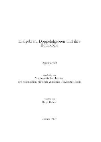 Dialgebren, Doppelalgebren und ihre Homologie