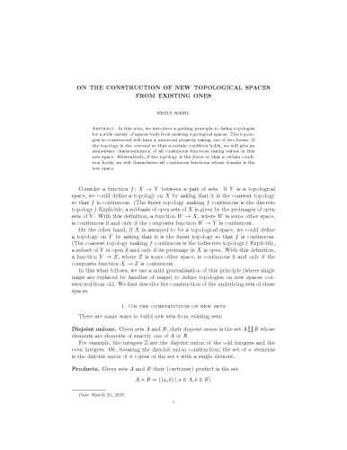 On the construction of new topological spaces from existing ones