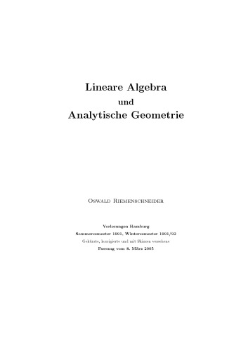 Lineare Algebra und Analytische Geometrie