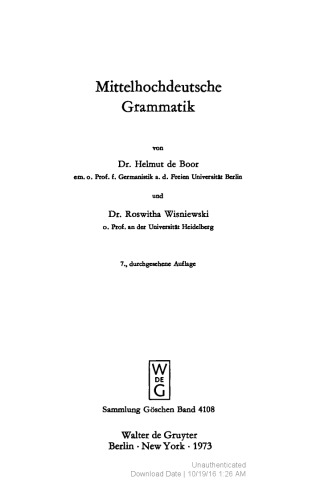 Mittelhochdeutsche Grammatik