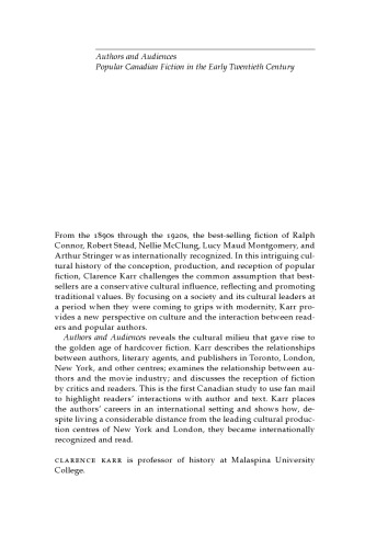 Authors and Audiences: Popular Canadian Fiction in the Early Twentieth Century