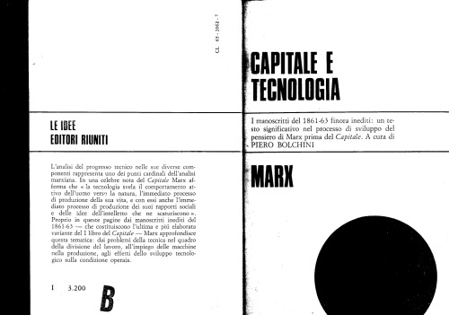Capitale e Tecnologia. Manoscritti 1861-1863