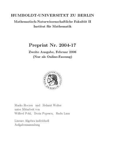 Lineare Algebra individuell (Aufgabensammlung)