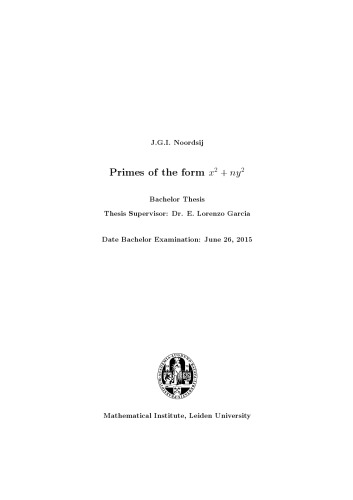 Primes of the form x^2 + ny^2