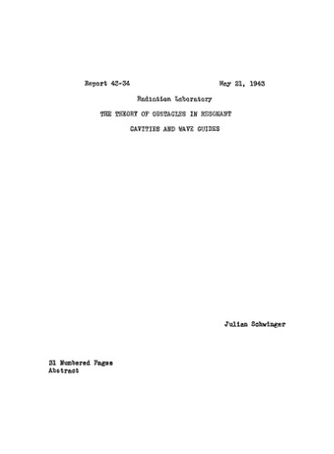 The Theory of Obstacles in Resonant Cavities and Wave Guides