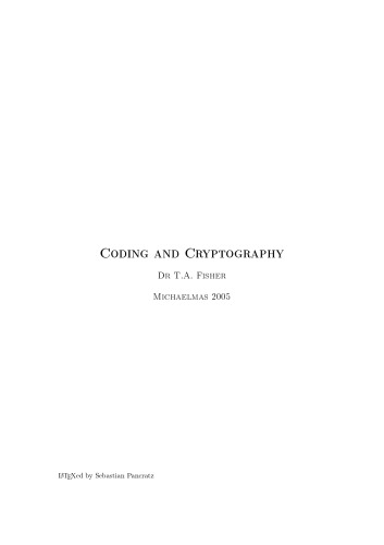 Coding and Cryptography
