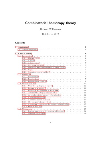 Combinatorial homotopy theory