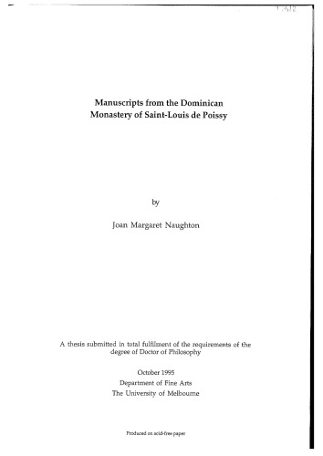 Manuscripts from the Dominican monastery of Saint-Louis de Poissy