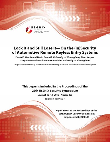 On the (In)Security of Automotive Remote Keyless Entry Systems