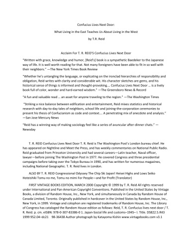 Confucius lives next door: what living in the East teaches us about living in the West