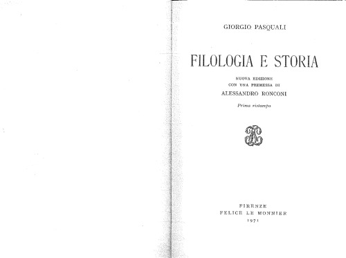 Filologia e Storia