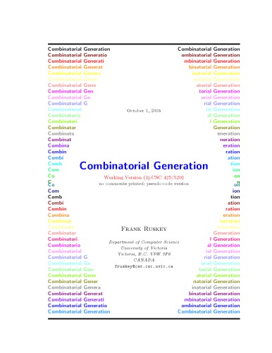 Combinatorial Generation: Working Version (1j-CSC 425/520) [draft]