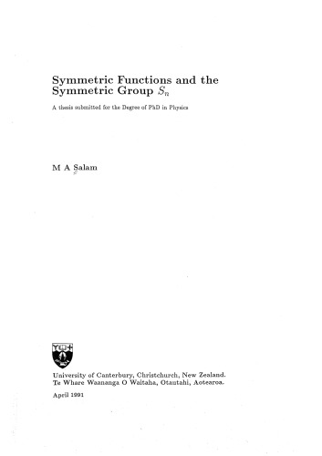 Symmetric Functions and the Symmetric Group Sn [PhD thesis]