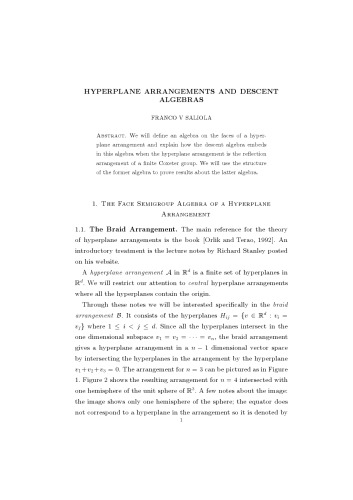 Hyperplane arrangements and descent algebras
