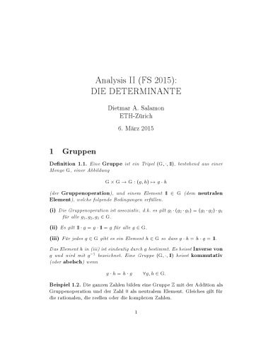 Analysis II (FS 2015): Die Determinante