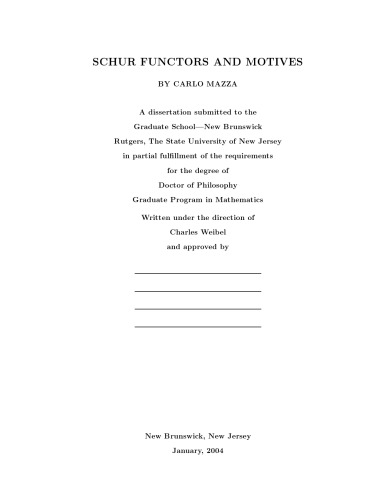 Schur functors and motives [PhD thesis]