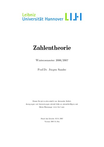 Zahlentheorie (WS 2006/2007) [Lecture notes]