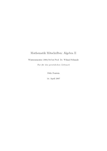 Mathematik Mitschriften: Algebra II [Lecture notes]