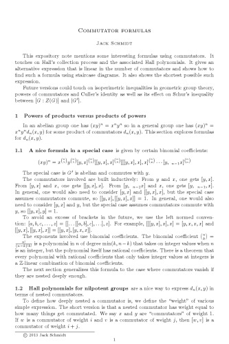 Commutator formulas [expository notes]