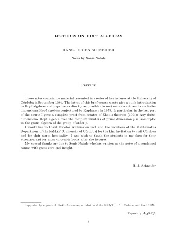 Lectures on Hopf algebras [Lecture notes]