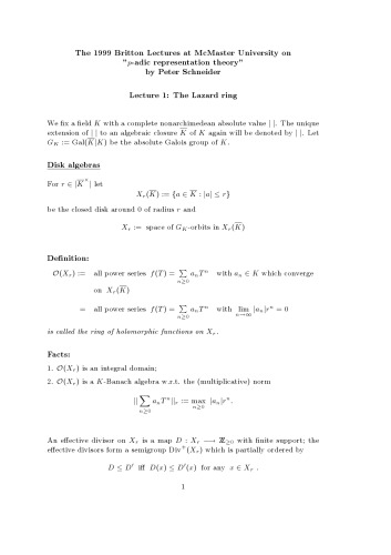 The 1999 Britton Lectures at McMaster University on 