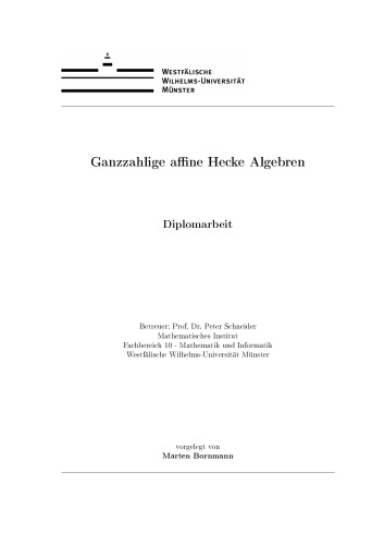 Ganzzahlige affine Hecke Algebren [thesis]