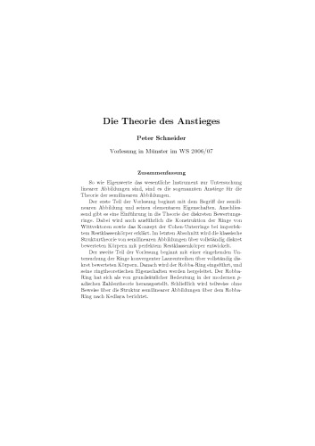 Die Theorie des Anstieges [Lecture notes]