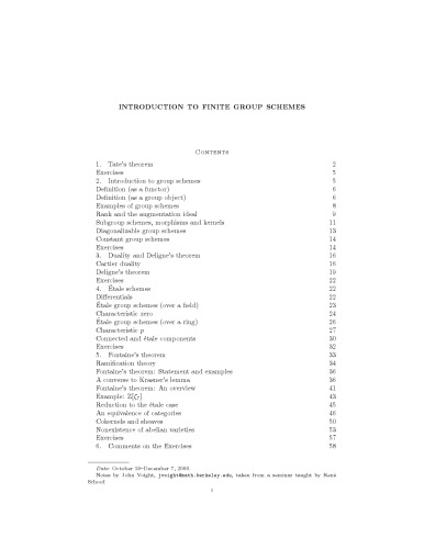 Introduction to finite group schemes [Lecture notes]