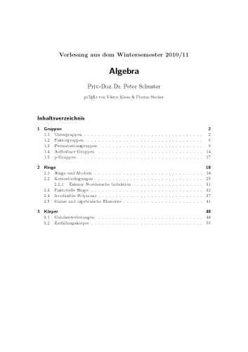 Algebra [Lecture notes]