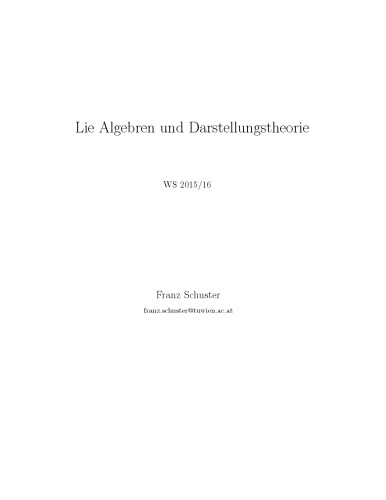 Lie Algebren und Darstellungstheorie [Lecture notes]