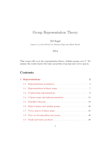 Group Representation Theory [Lecture notes]