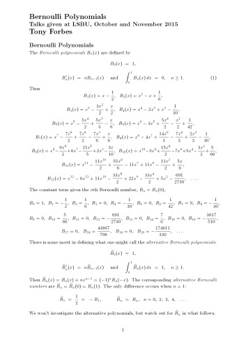Bernoulli Polynomials